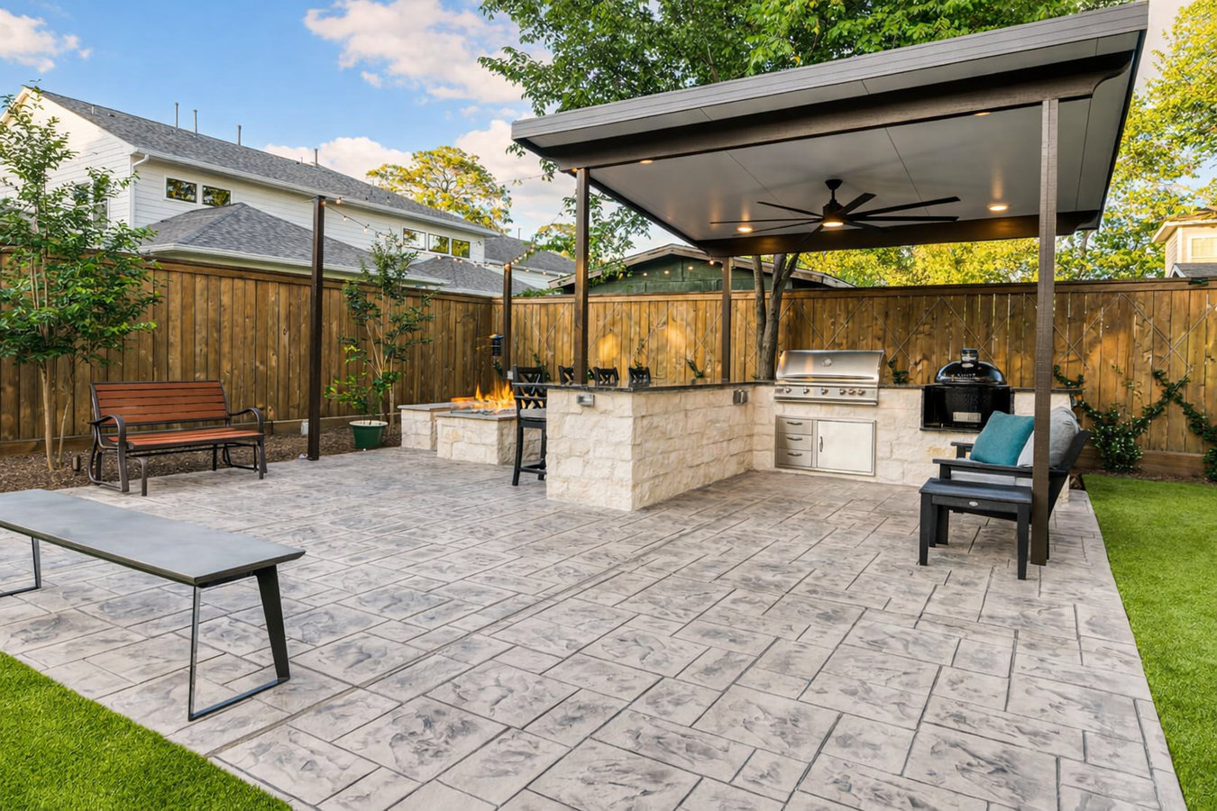 Concrete patio construction